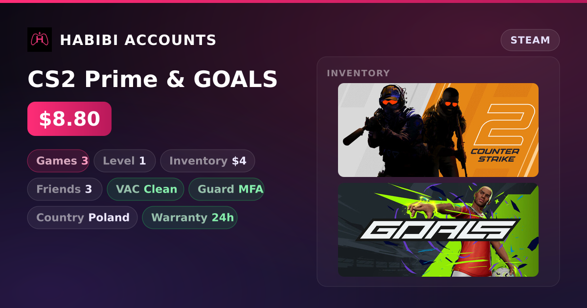 CS2 Prime & GOALS — HabibiAccounts