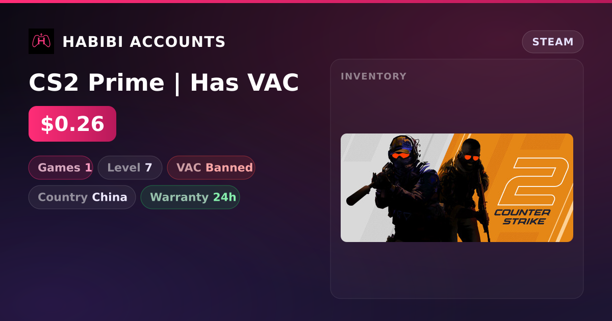 CS2 Prime | Has VAC — HabibiAccounts