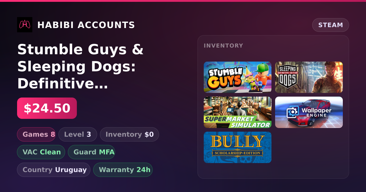 Stumble Guys & Sleeping Dogs: Definitive Edition | Clean — HabibiAccounts