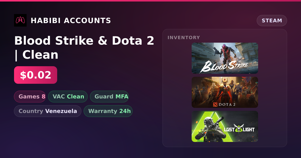 Blood Strike & Dota 2 | Clean — HabibiAccounts
