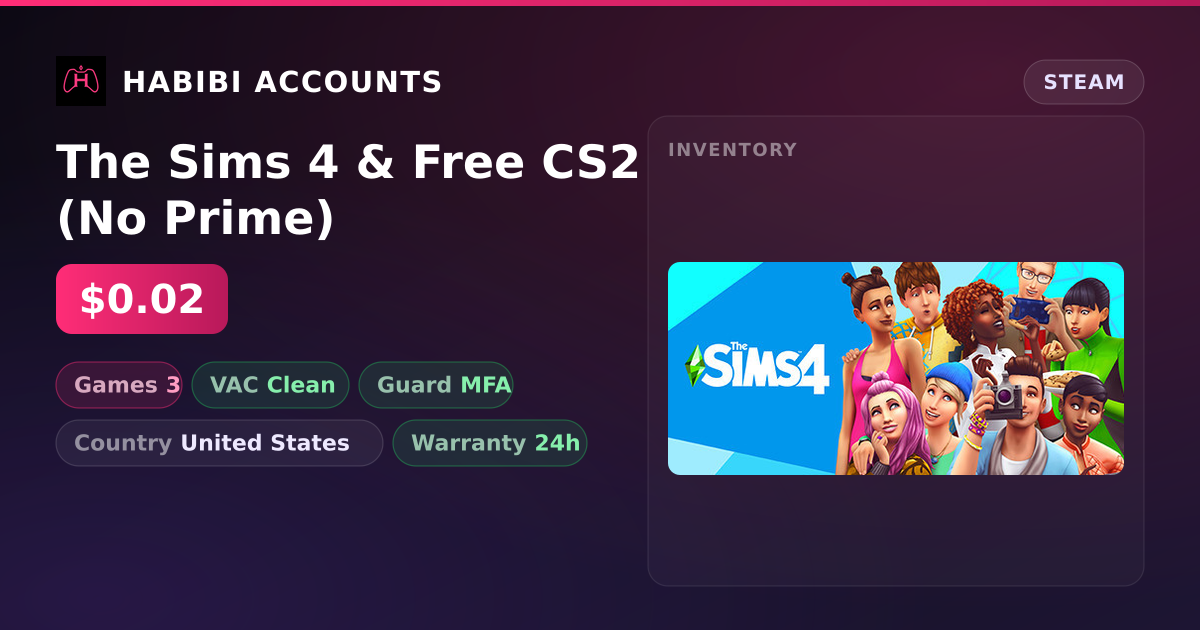The Sims 4 & Free CS2 (No Prime) — HabibiAccounts