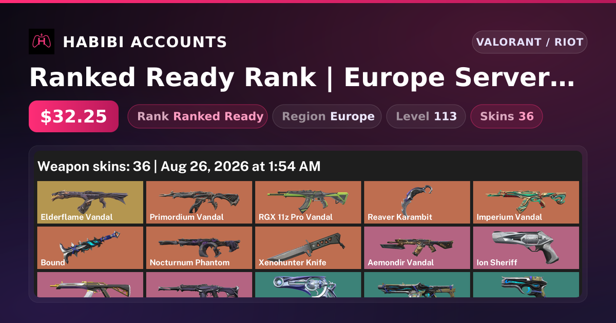 Ranked Ready Rank | Europe Server | 36 Skins | 3 Knives | Level 113 — HabibiAccounts