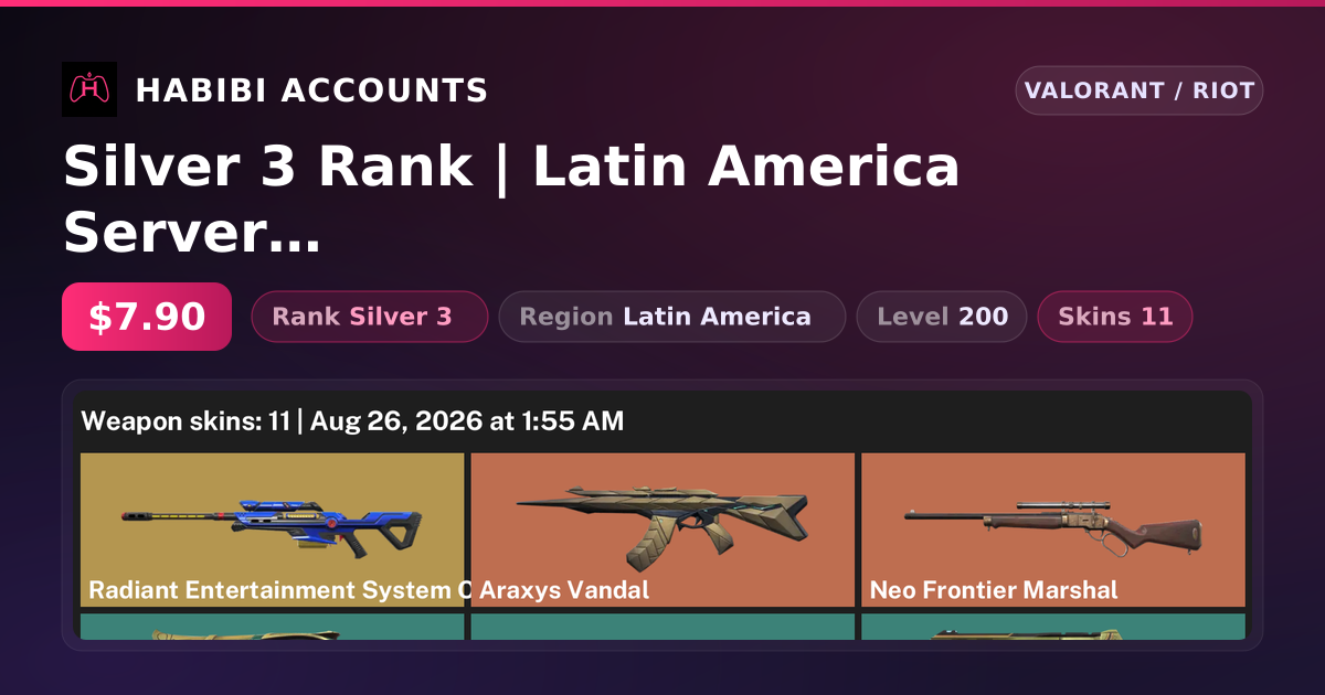 Silver 3 Rank | Latin America Server | 11 Skins | Level 200 — HabibiAccounts