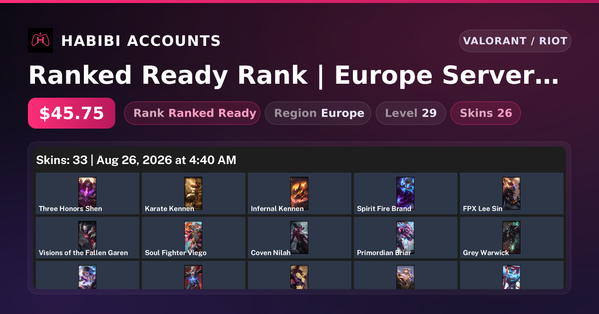 Ranked Ready Rank | Europe Server | 26 Skins | 1 Knives | Level 29 — HabibiAccounts