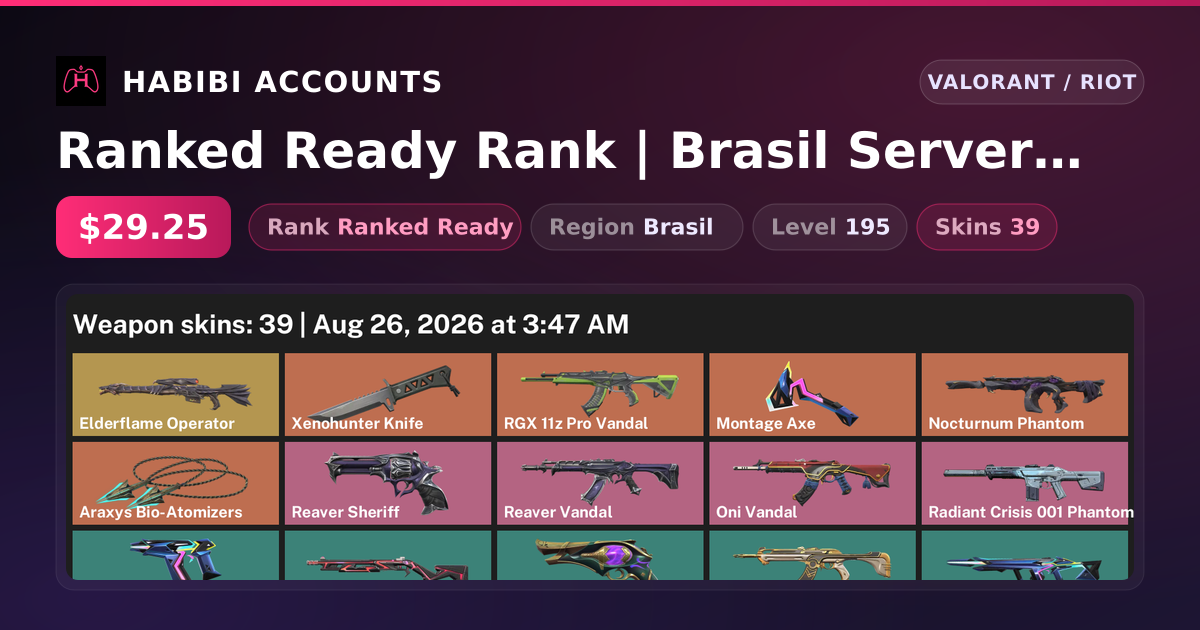 Ranked Ready Rank | Brasil Server | 39 Skins | 3 Knives | Level 195 — HabibiAccounts