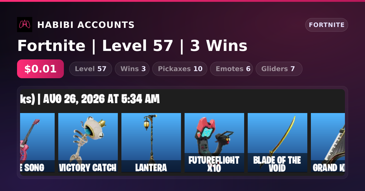 Fortnite | Level 57 | 3 Wins — HabibiAccounts