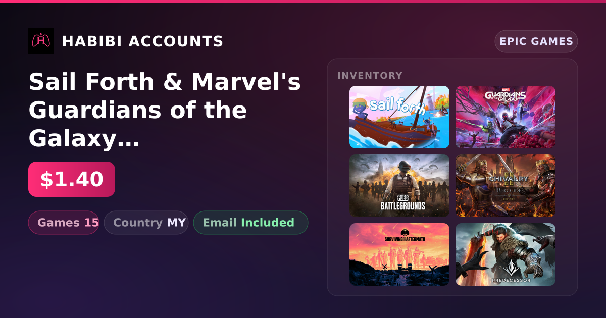Sail Forth & Marvel's Guardians of the Galaxy | 15 Games — HabibiAccounts