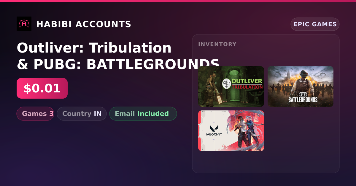 Outliver: Tribulation & PUBG: BATTLEGROUNDS | 3 Games — HabibiAccounts