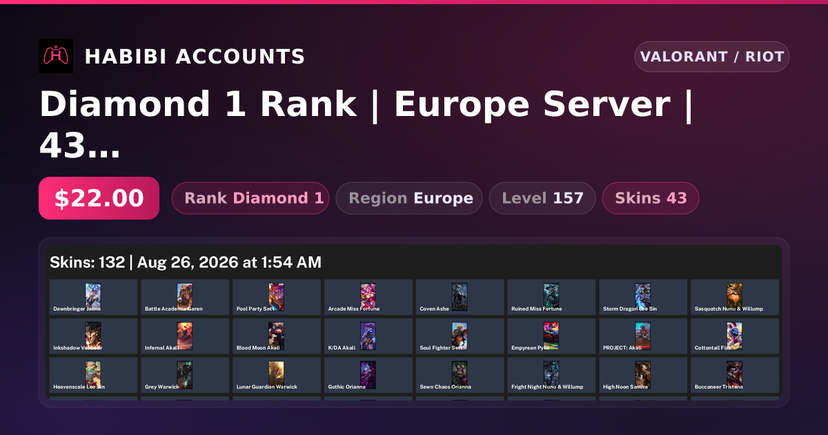 Diamond 1 Rank | Europe Server | 43 Skins | 2 Knives | Level 157 — HabibiAccounts