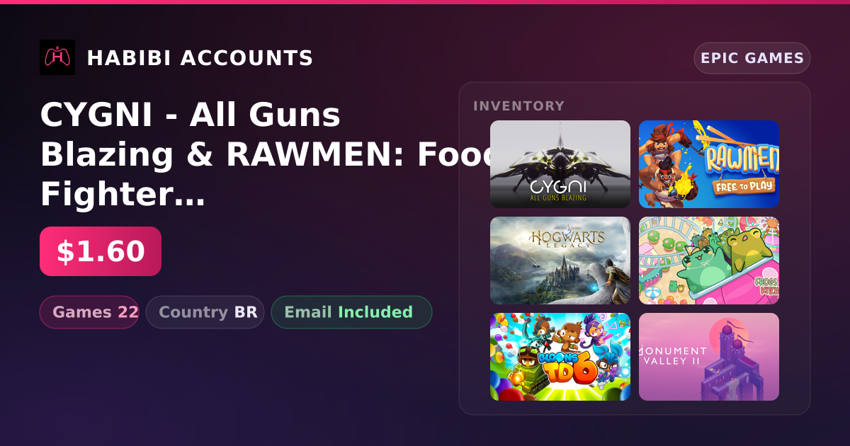 CYGNI - All Guns Blazing & RAWMEN: Food Fighter Arena | 22 Games — HabibiAccounts