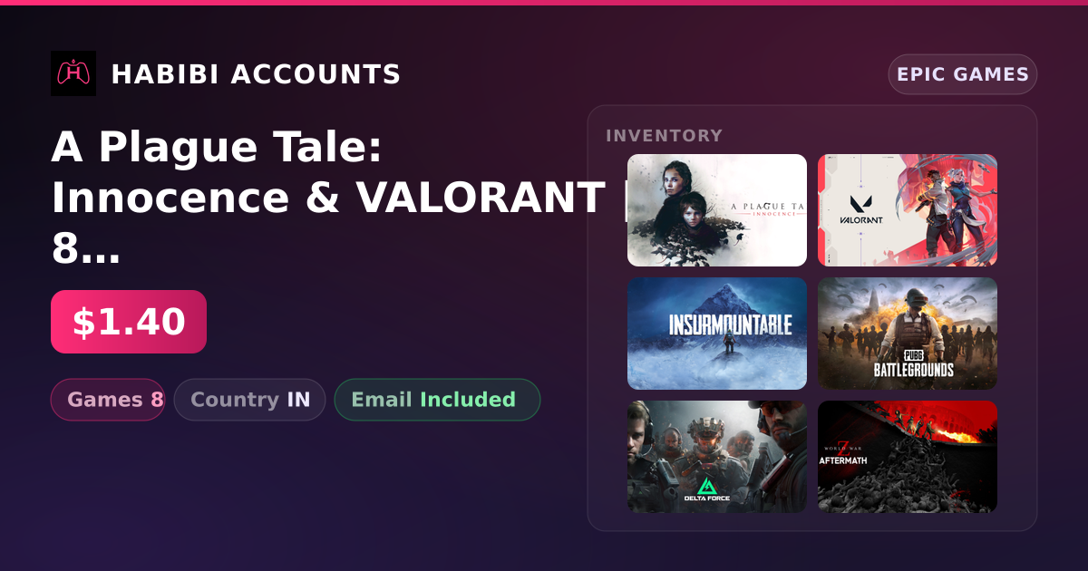 A Plague Tale: Innocence & VALORANT | 8 Games — HabibiAccounts