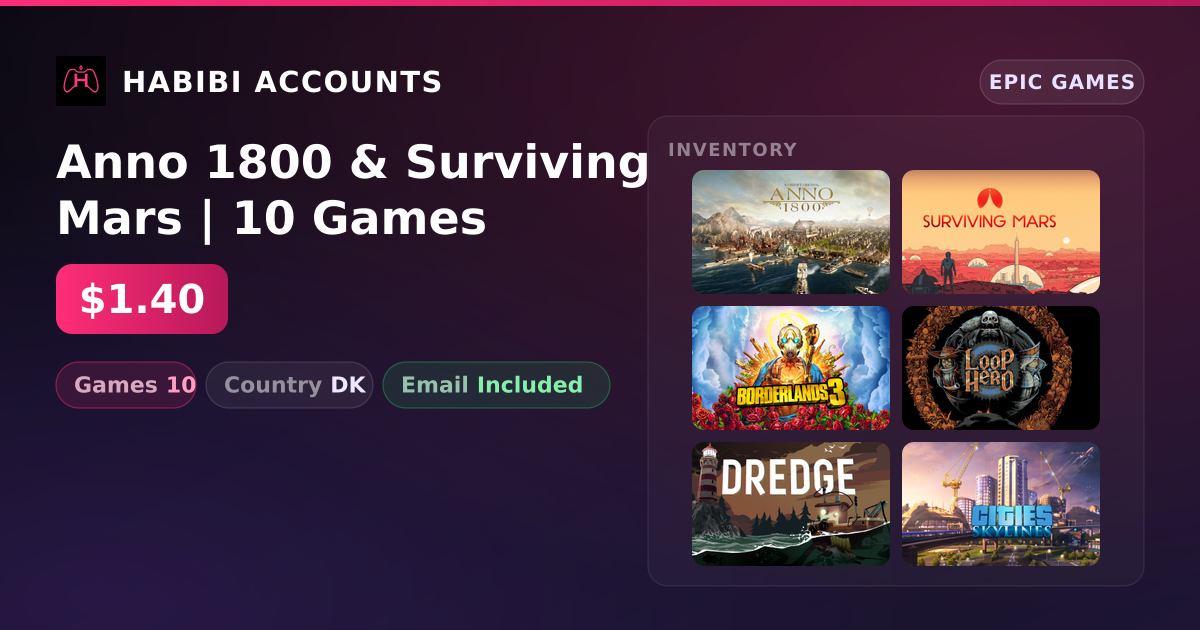 Anno 1800 & Surviving Mars | 10 Games — HabibiAccounts