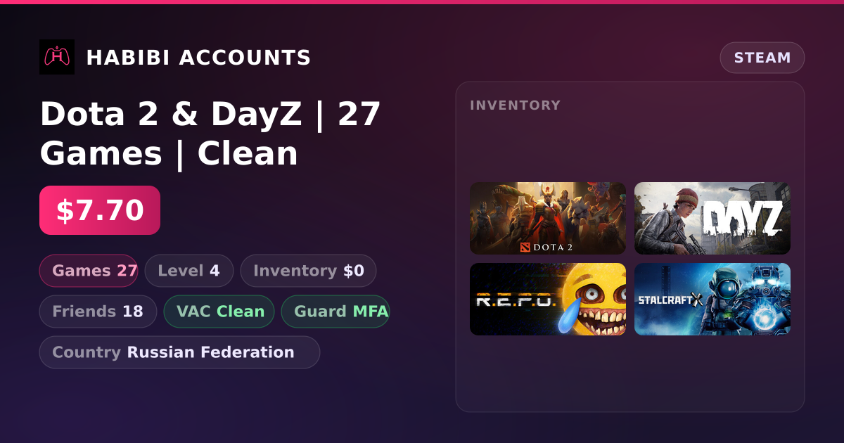 Dota 2 & DayZ | 27 Games | Clean