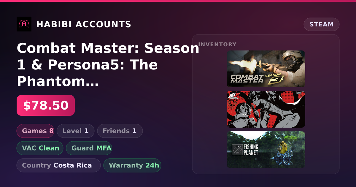 Combat Master: Season 1 & Persona5: The Phantom X | Clean — HabibiAccounts