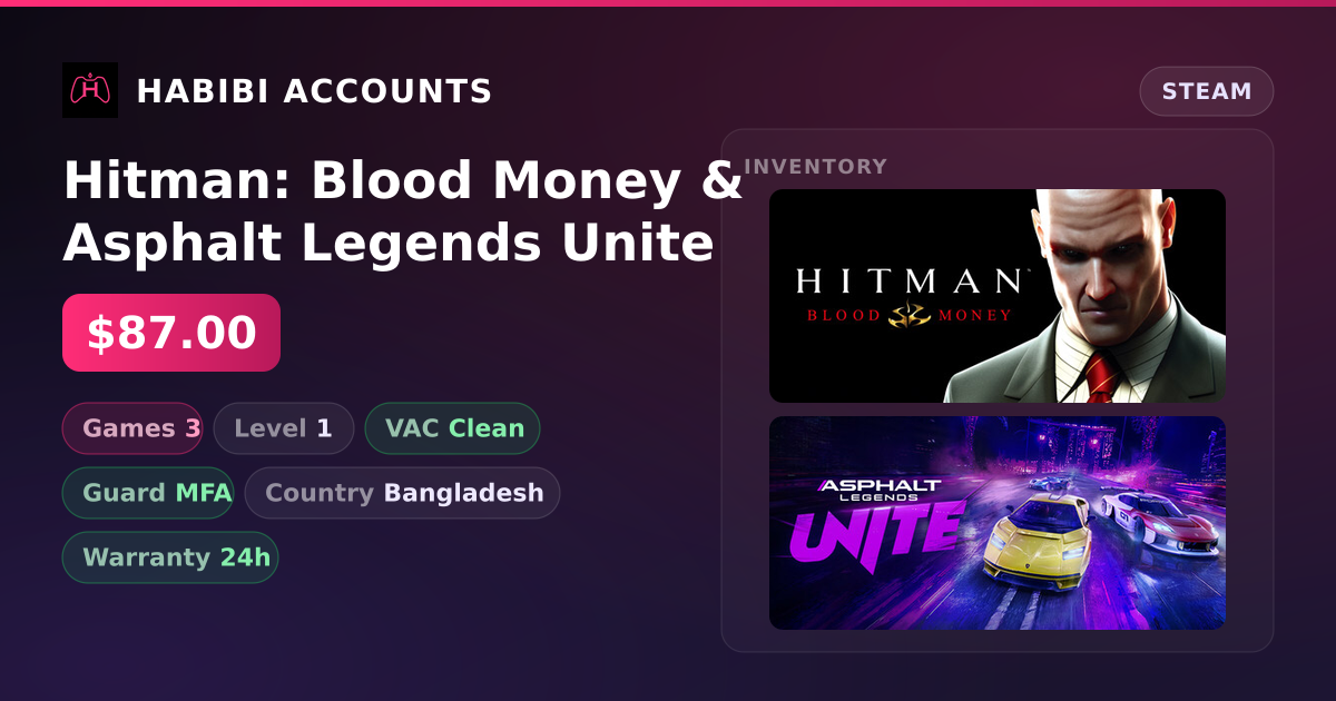 Hitman: Blood Money & Asphalt Legends Unite