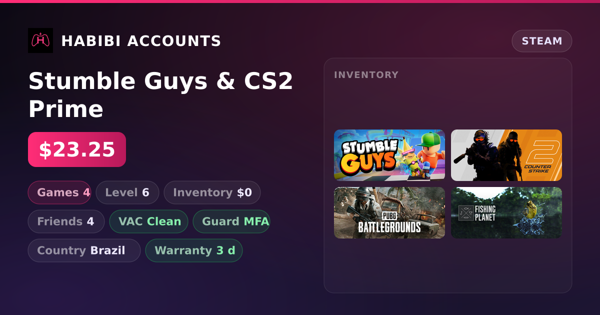 Stumble Guys & CS2 Prime — HabibiAccounts