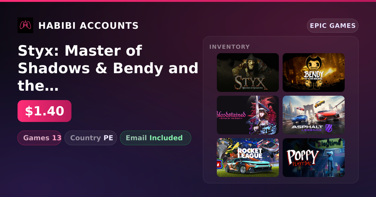 Styx: Master of Shadows & Bendy and the Ink Machine | 13 Games — HabibiAccounts