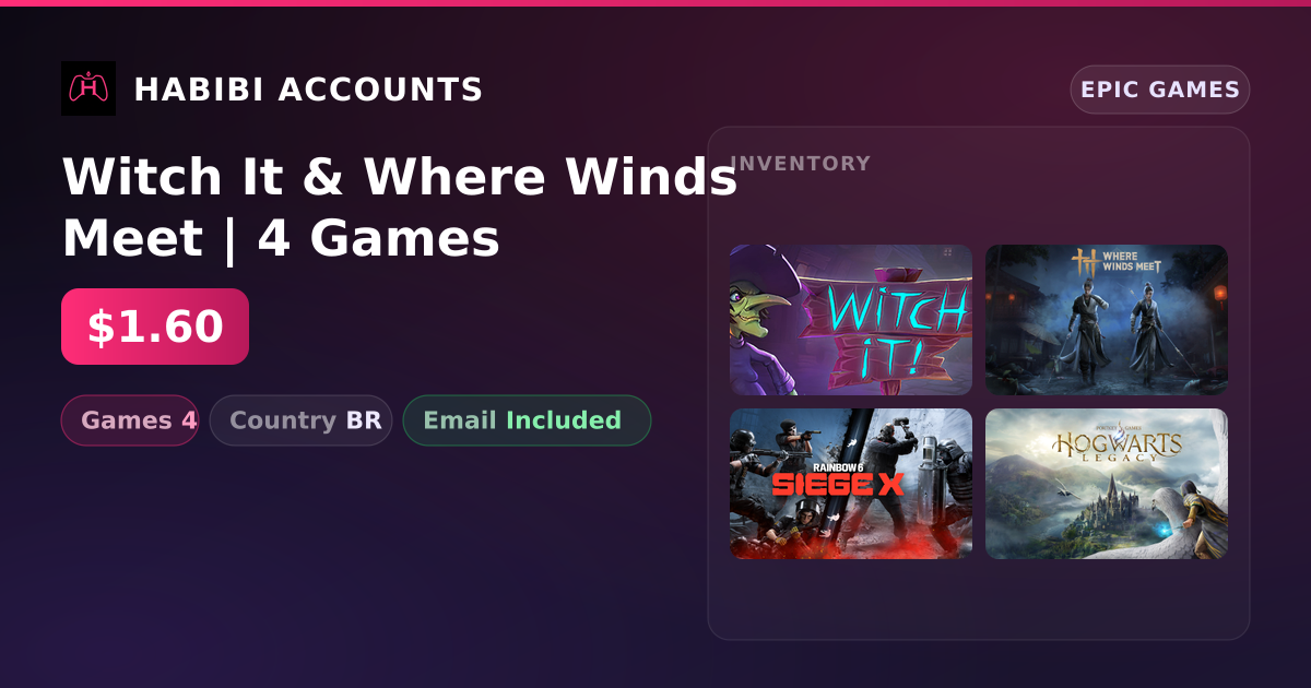 Witch It & Where Winds Meet | 4 Games — HabibiAccounts