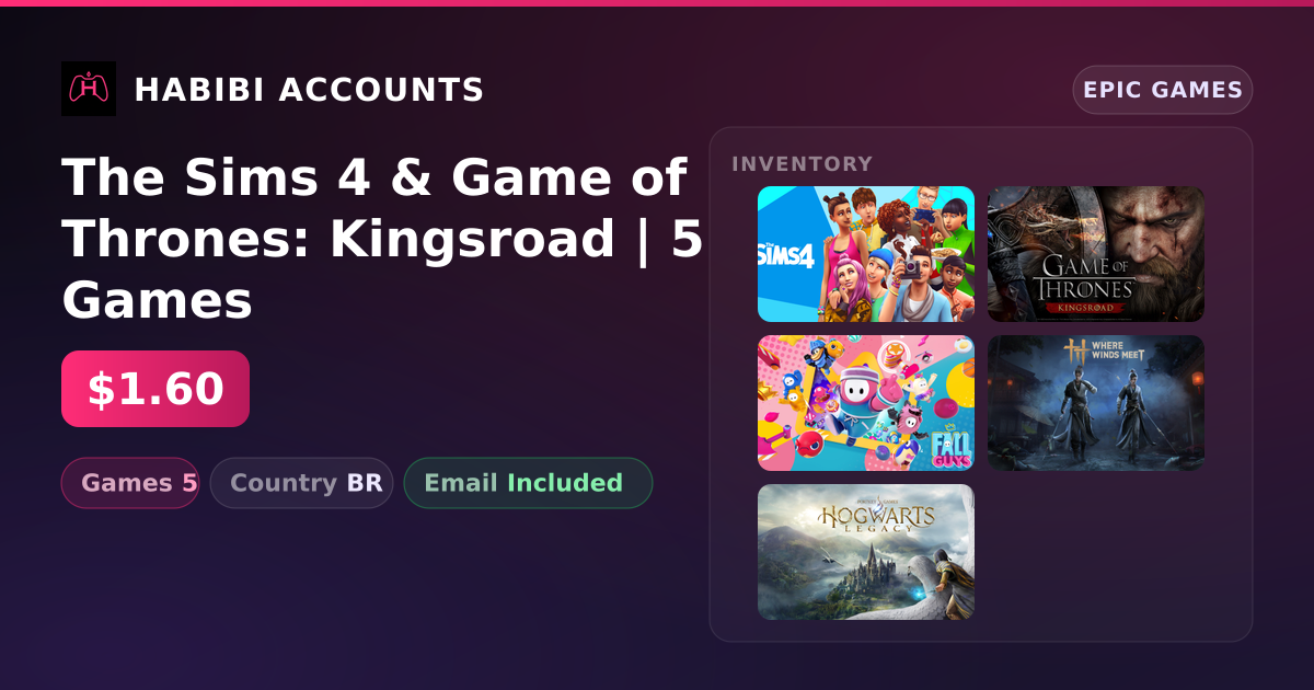 The Sims 4 & Game of Thrones: Kingsroad | 5 Games — HabibiAccounts