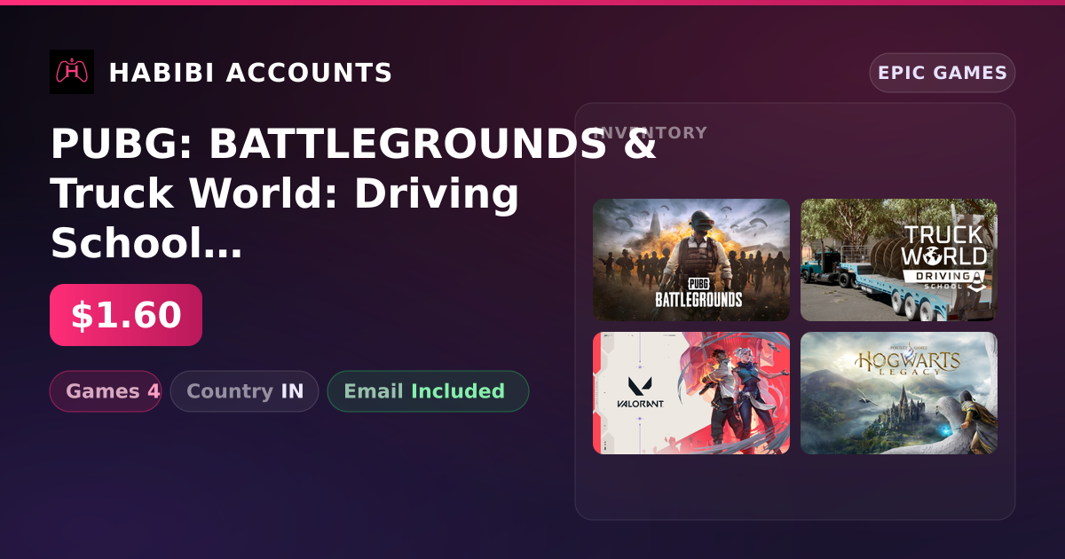 PUBG: BATTLEGROUNDS & Truck World: Driving School | 4 Games — HabibiAccounts