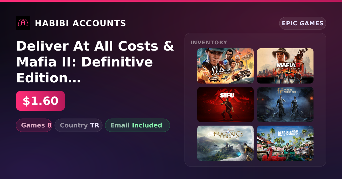 Deliver At All Costs & Mafia II: Definitive Edition | 8 Games — HabibiAccounts