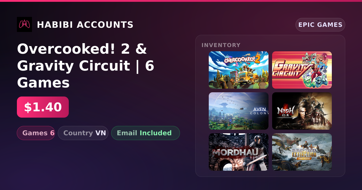 Overcooked! 2 & Gravity Circuit | 6 Games — HabibiAccounts
