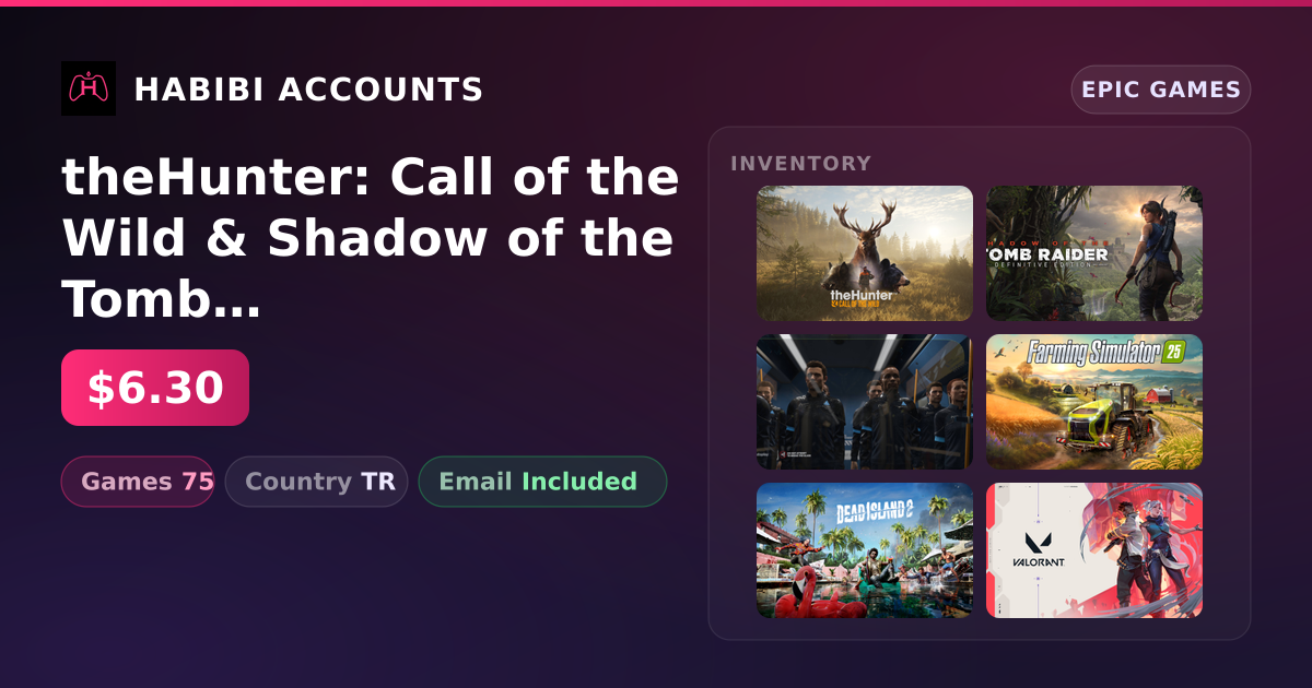 theHunter: Call of the Wild & Shadow of the Tomb Raider: Definitive Edition | 75 Games