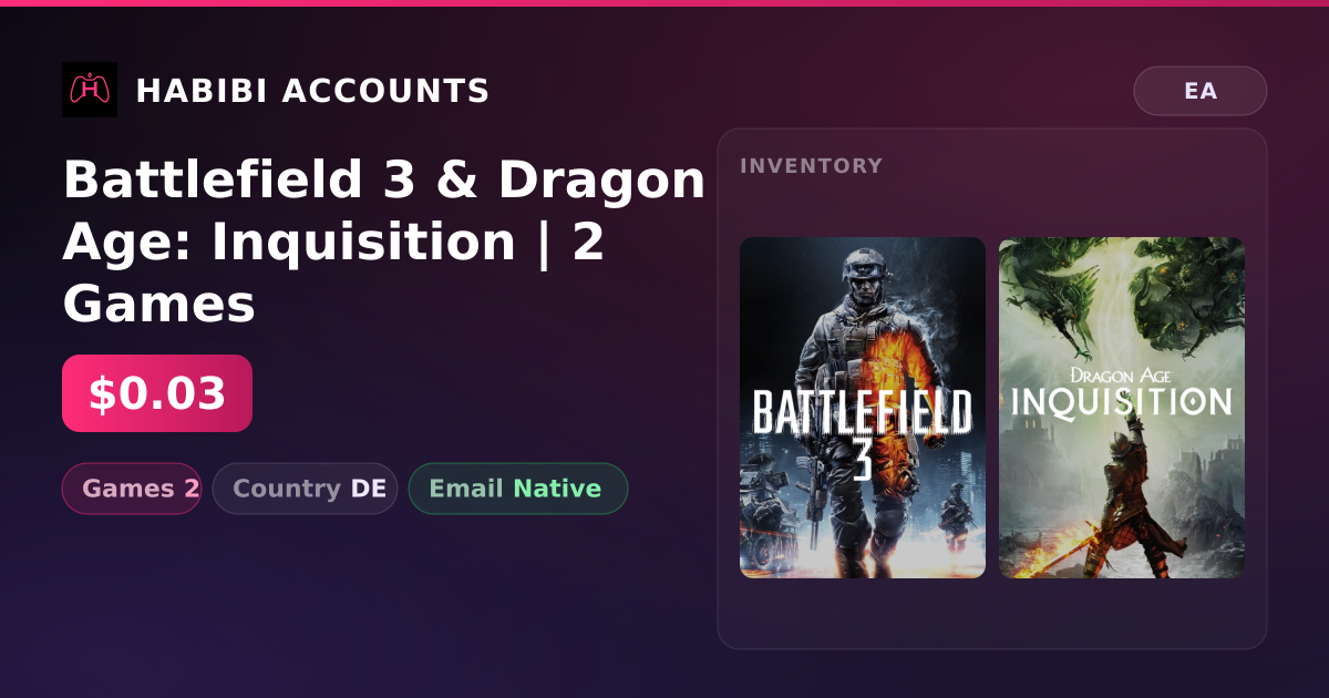 Battlefield 3 & Dragon Age: Inquisition | 2 Games — HabibiAccounts