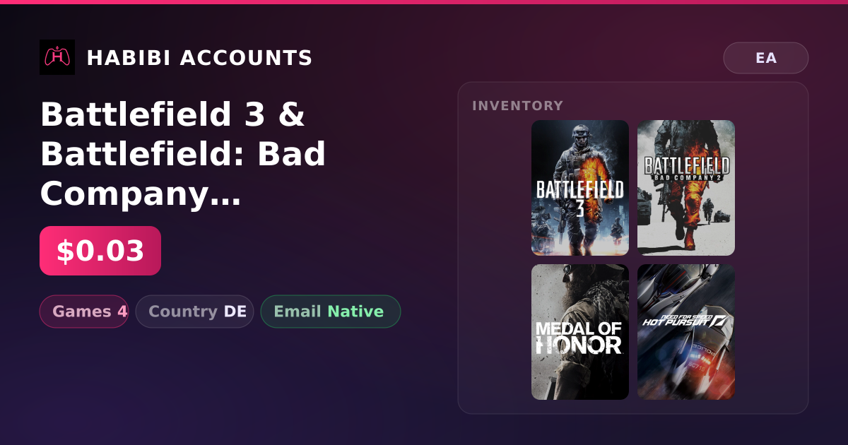 Battlefield 3 & Battlefield: Bad Company 2 | 4 Games — HabibiAccounts