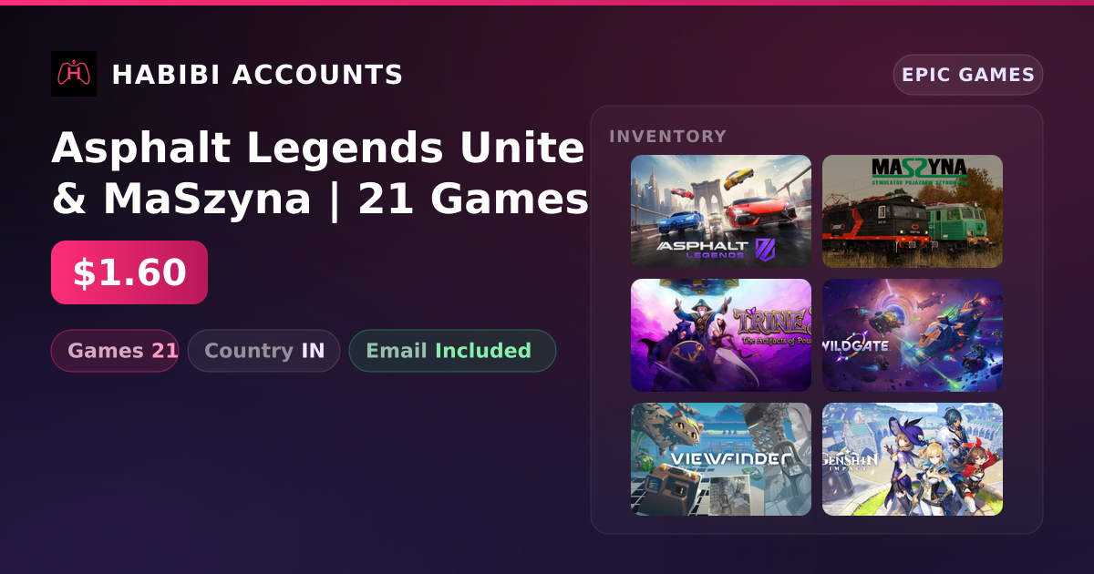 Asphalt Legends Unite & MaSzyna | 21 Games — HabibiAccounts
