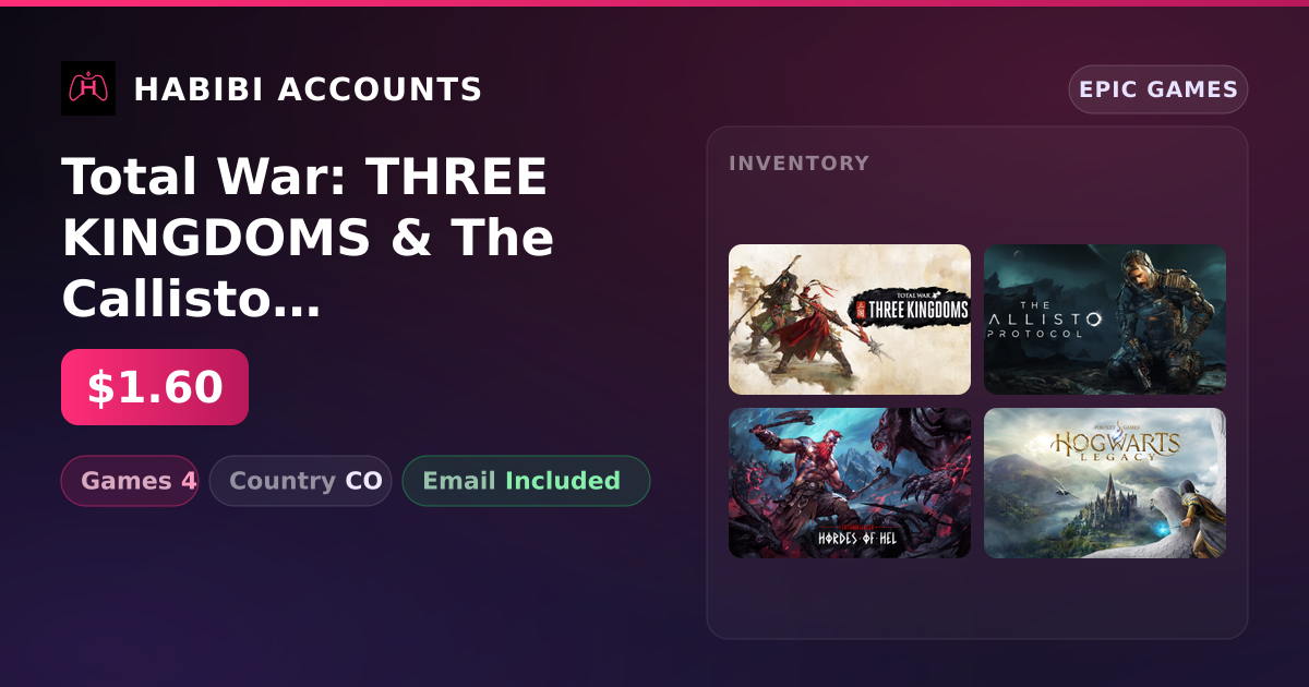 Total War: THREE KINGDOMS & The Callisto Protocol | 4 Games — HabibiAccounts