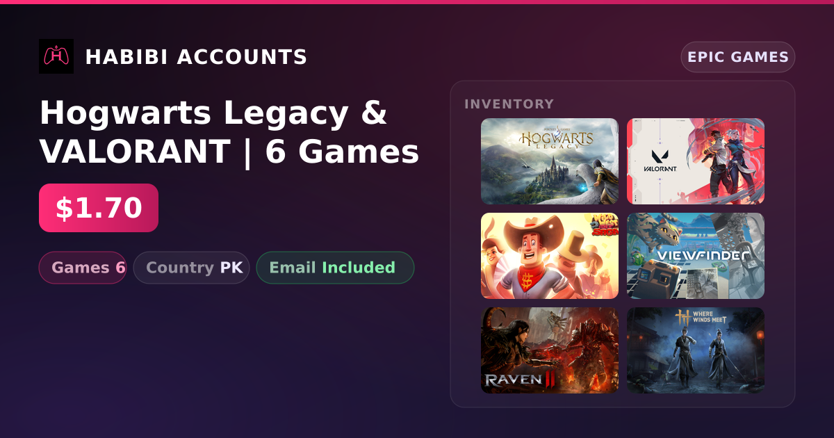 Hogwarts Legacy & VALORANT | 6 Games — HabibiAccounts