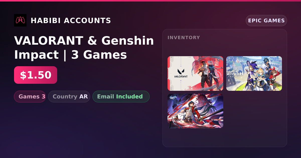 VALORANT & Genshin Impact | 3 Games — HabibiAccounts