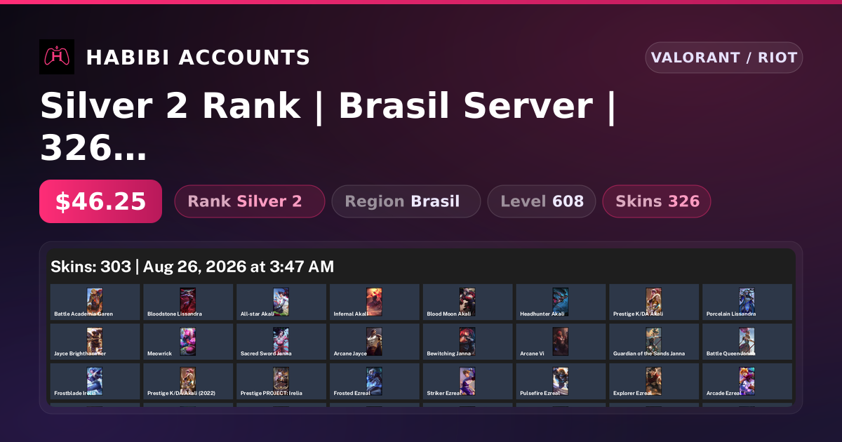 Silver 2 Rank | Brasil Server | 326 Skins | 30 Knives | Level 608 — HabibiAccounts