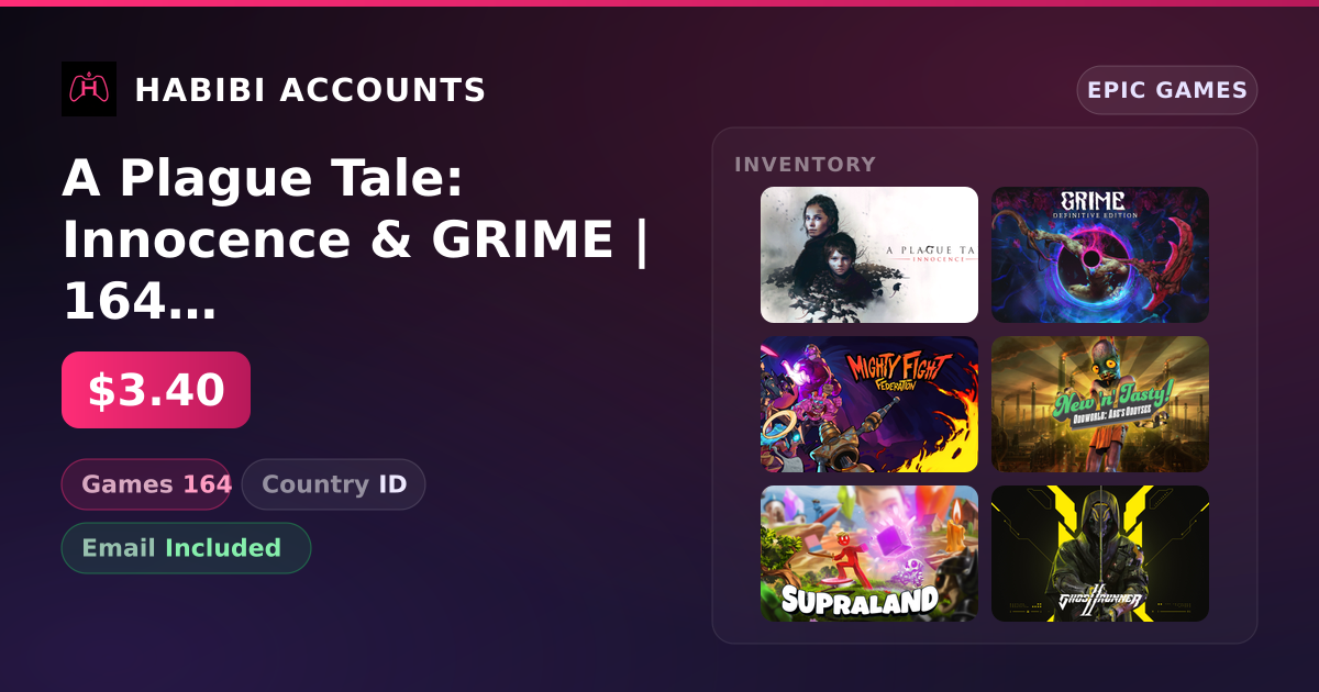 A Plague Tale: Innocence & GRIME | 164 Games — HabibiAccounts