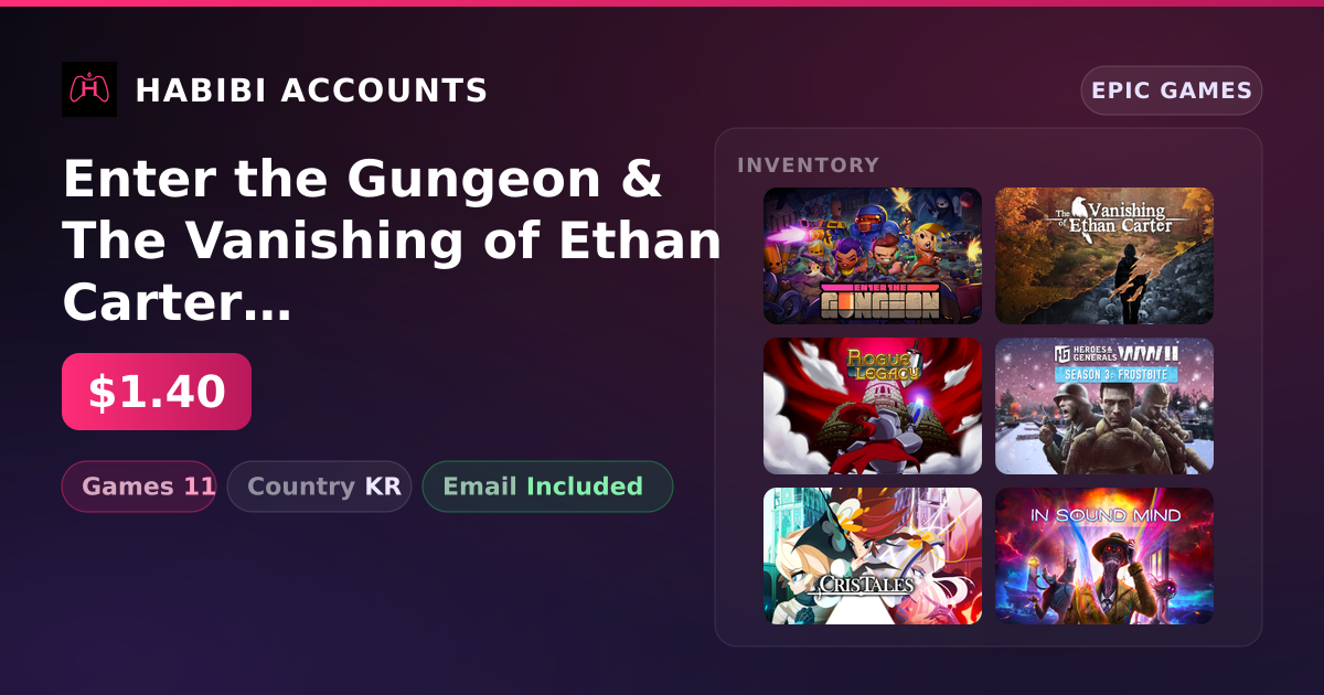Enter the Gungeon & The Vanishing of Ethan Carter Redux | 11 Games — HabibiAccounts