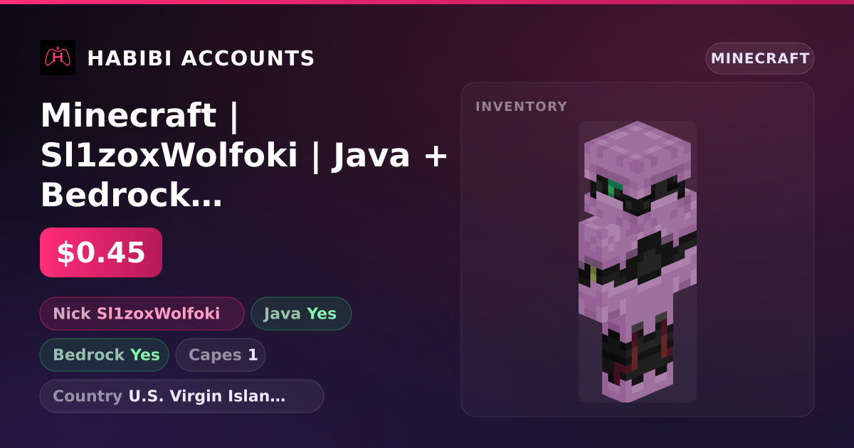 Minecraft | Sl1zoxWolfoki | Java + Bedrock | 1 Capes — HabibiAccounts