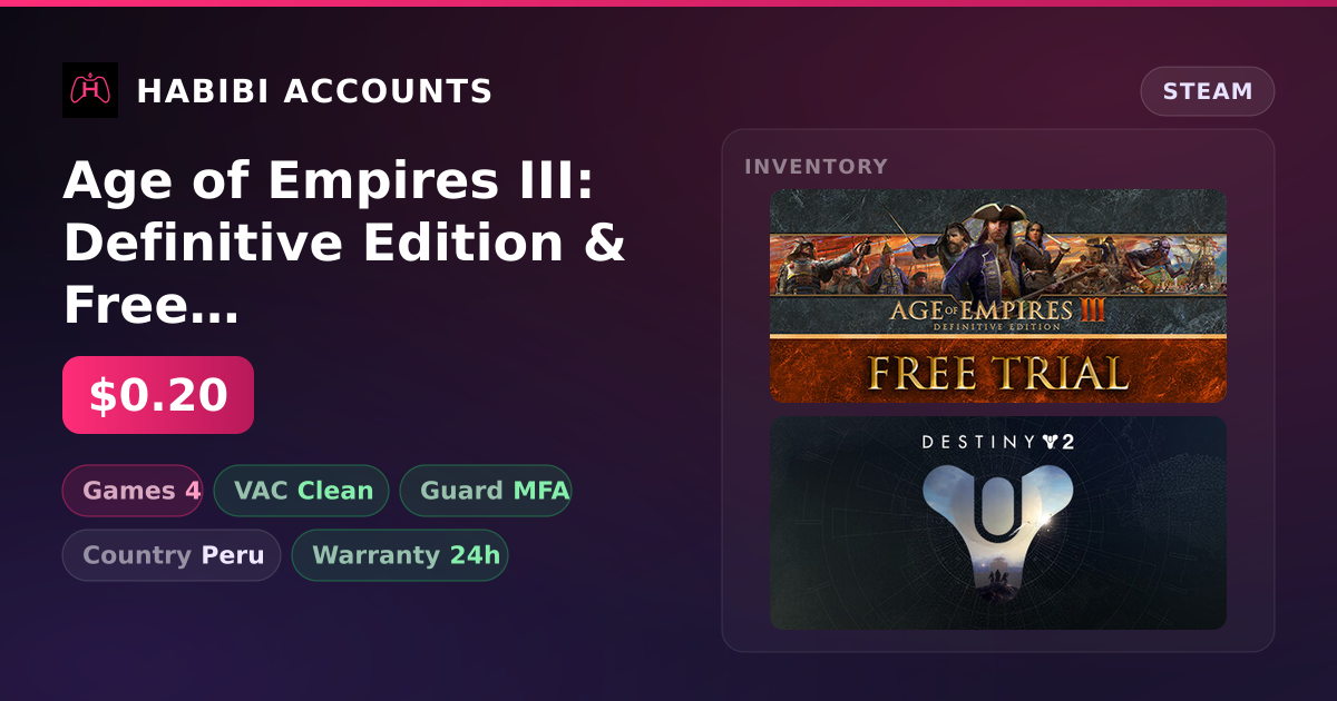 Age of Empires III: Definitive Edition & Free CS2 (No Prime) — HabibiAccounts
