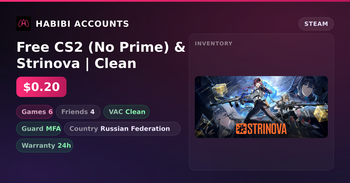 Free CS2 (No Prime) & Strinova | Clean — HabibiAccounts