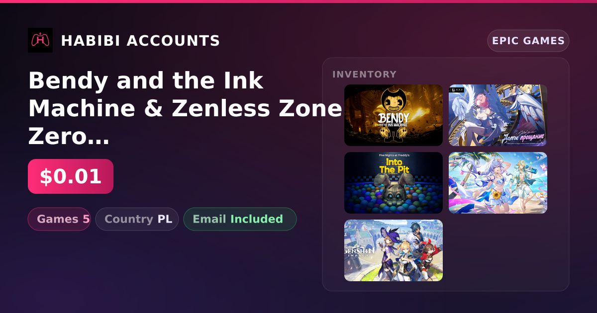 Bendy and the Ink Machine & Zenless Zone Zero | 5 Games — HabibiAccounts