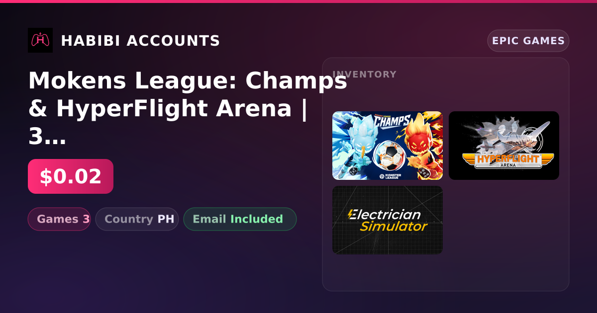 Mokens League: Champs & HyperFlight Arena | 3 Games — HabibiAccounts