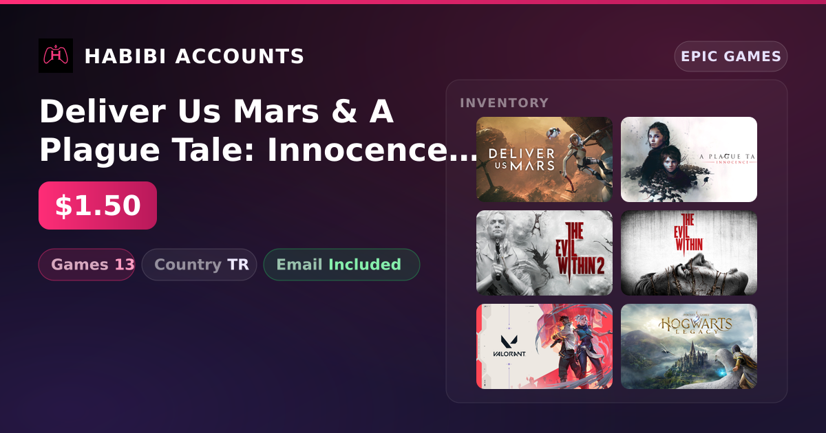 Deliver Us Mars & A Plague Tale: Innocence | 13 Games — HabibiAccounts