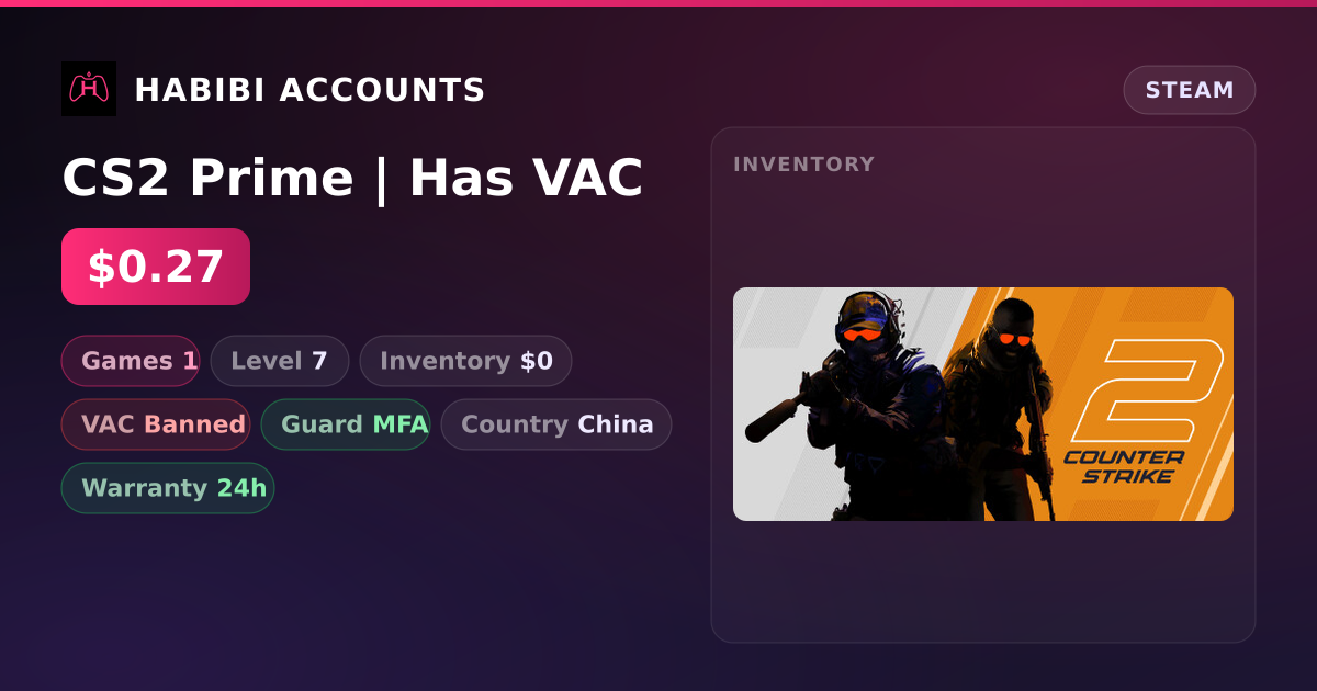 CS2 Prime | Has VAC — HabibiAccounts