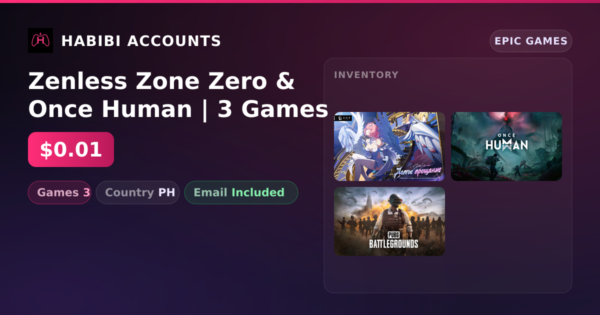Zenless Zone Zero & Once Human | 3 Games — HabibiAccounts