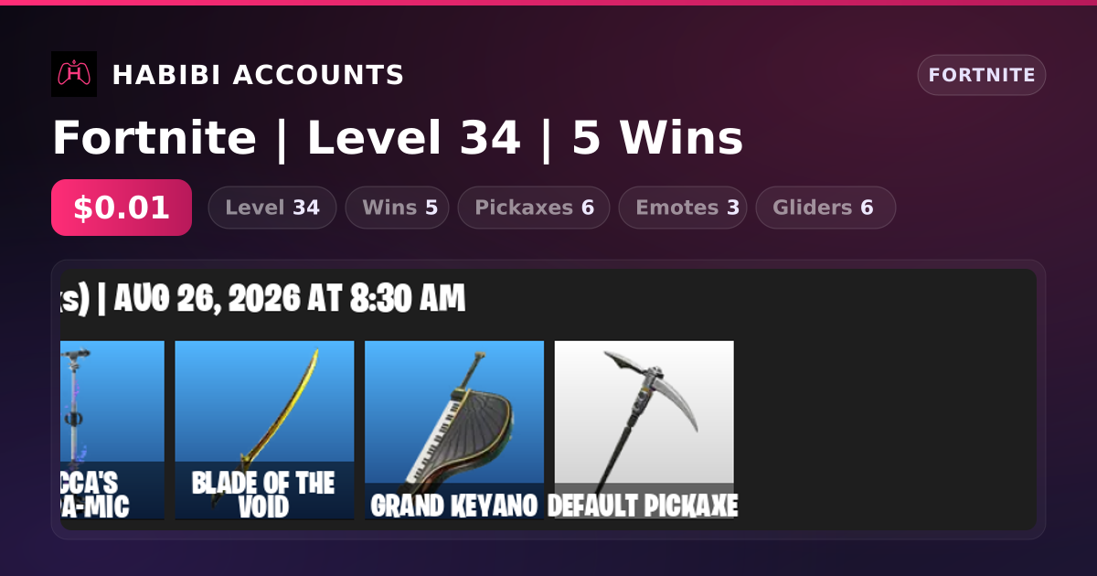 Fortnite | Level 34 | 5 Wins — HabibiAccounts