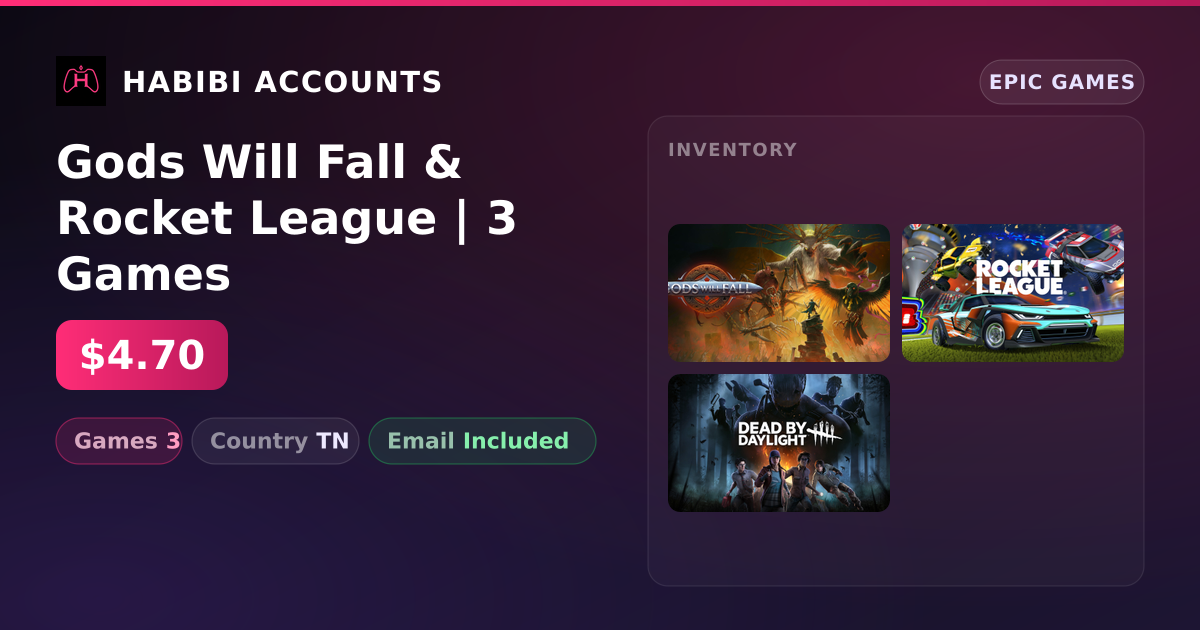 Gods Will Fall & Rocket League | 3 Games — HabibiAccounts