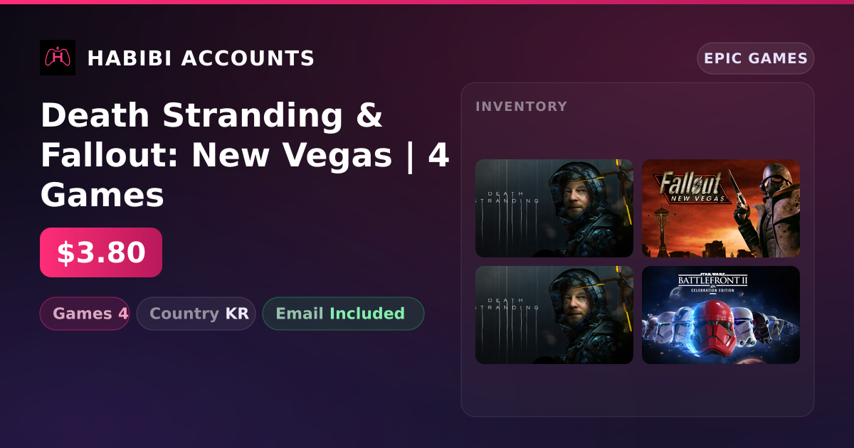 Death Stranding & Fallout: New Vegas | 4 Games — HabibiAccounts
