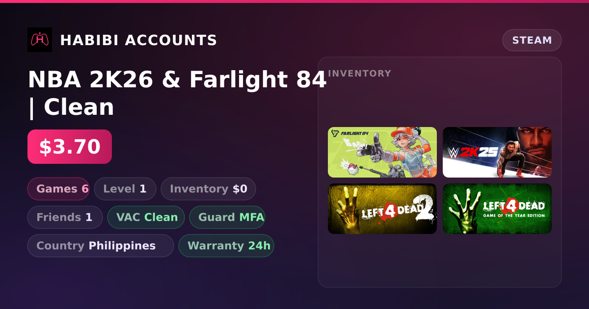 NBA 2K26 & Farlight 84 | Clean — HabibiAccounts