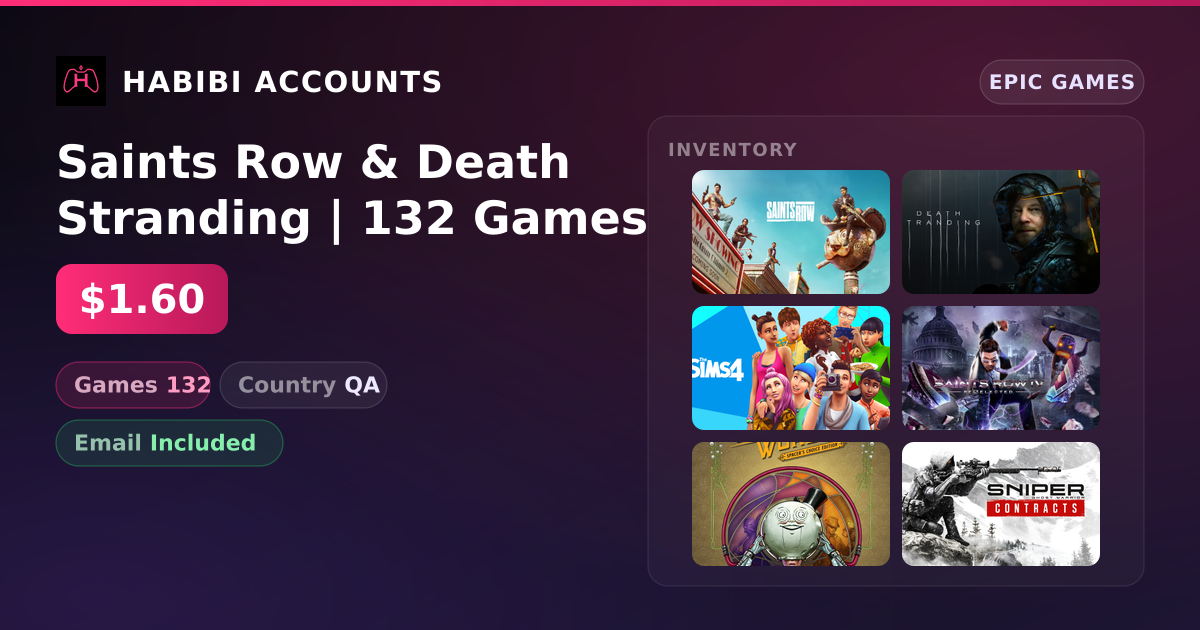 Saints Row & Death Stranding | 132 Games — HabibiAccounts