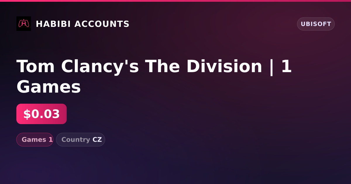 Tom Clancy's The Division | 1 Games — HabibiAccounts
